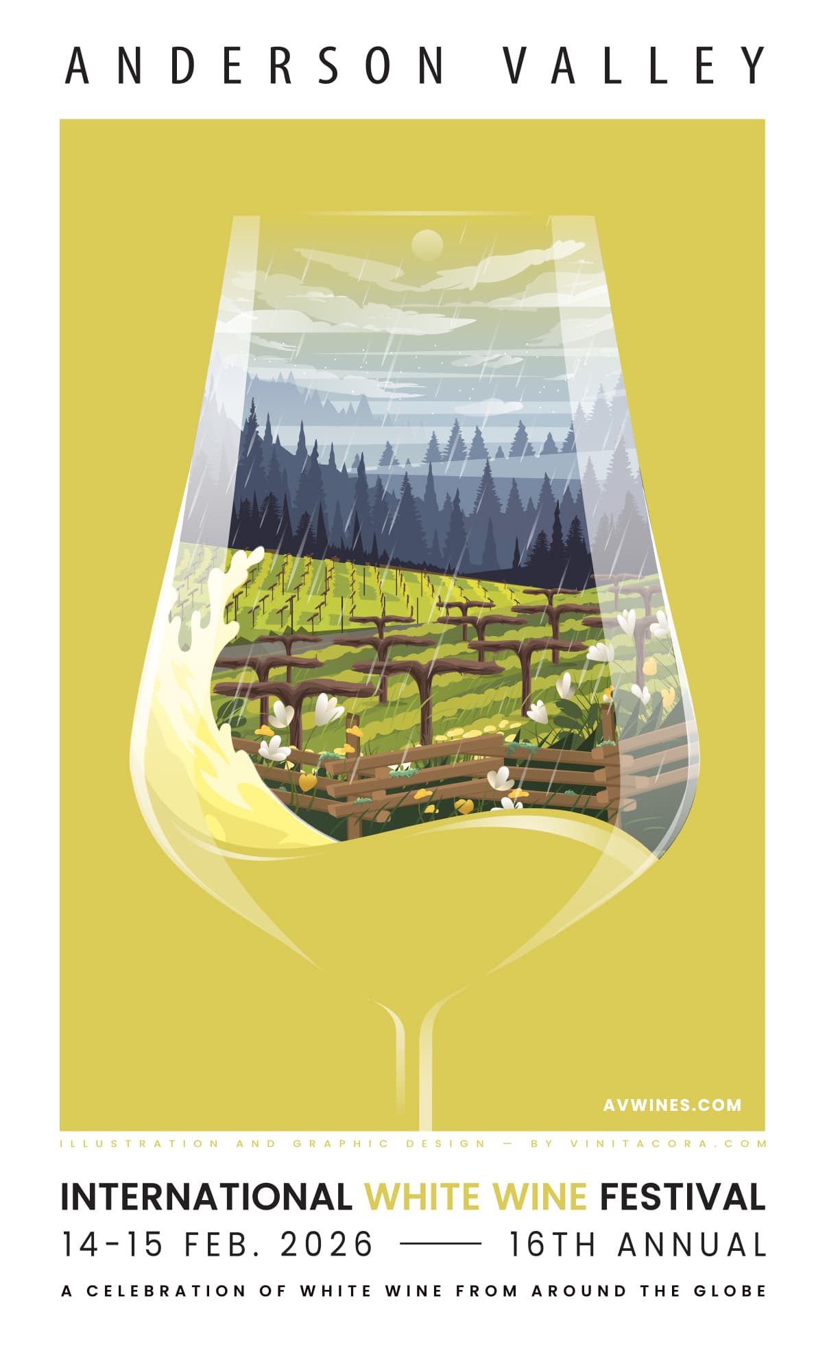 Event artwork pinot glass visual